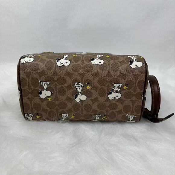 Coach X Peanuts Rowan Satchel Bag Signature Canvas With Snoopy Print Tan CBM33 - Picture 11 of 11